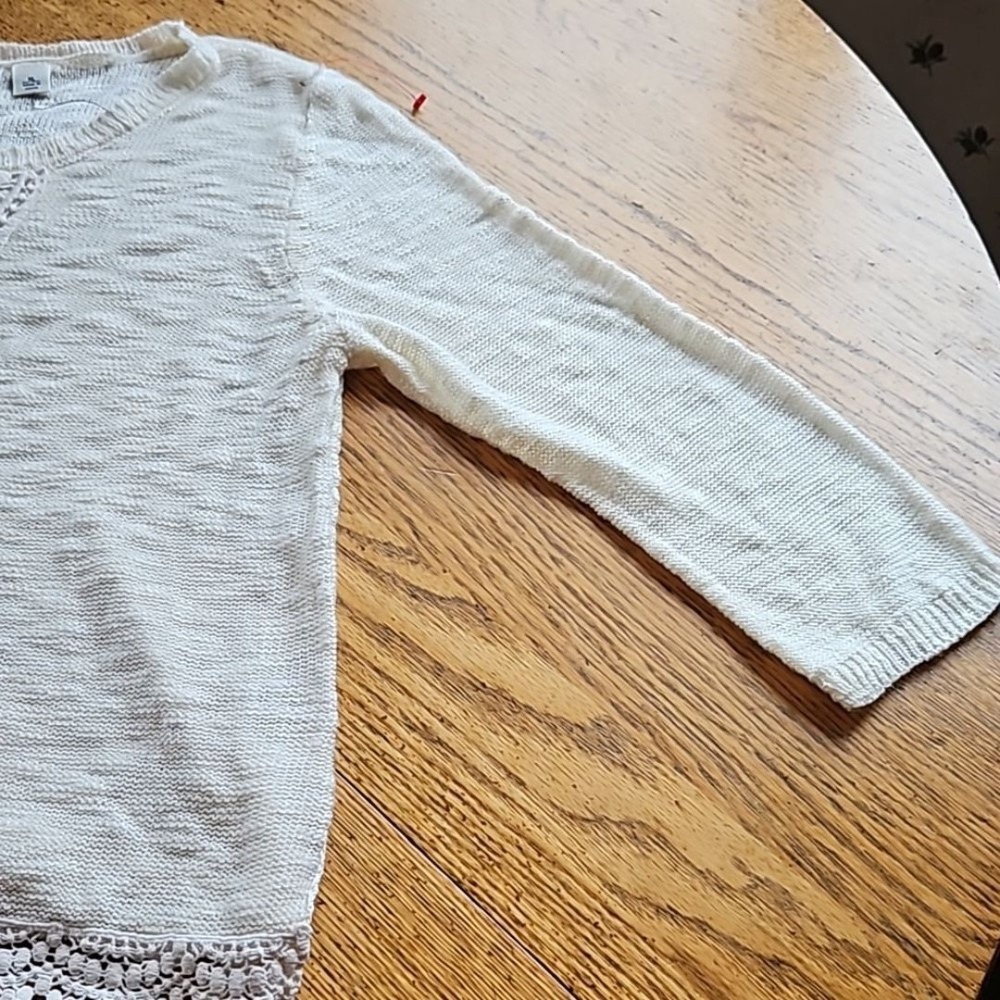Cato Junior XL NWOT Cream Lightweight Summer Sweater 3/4 Sleeve Boho Chic - Picture 10 of 10
